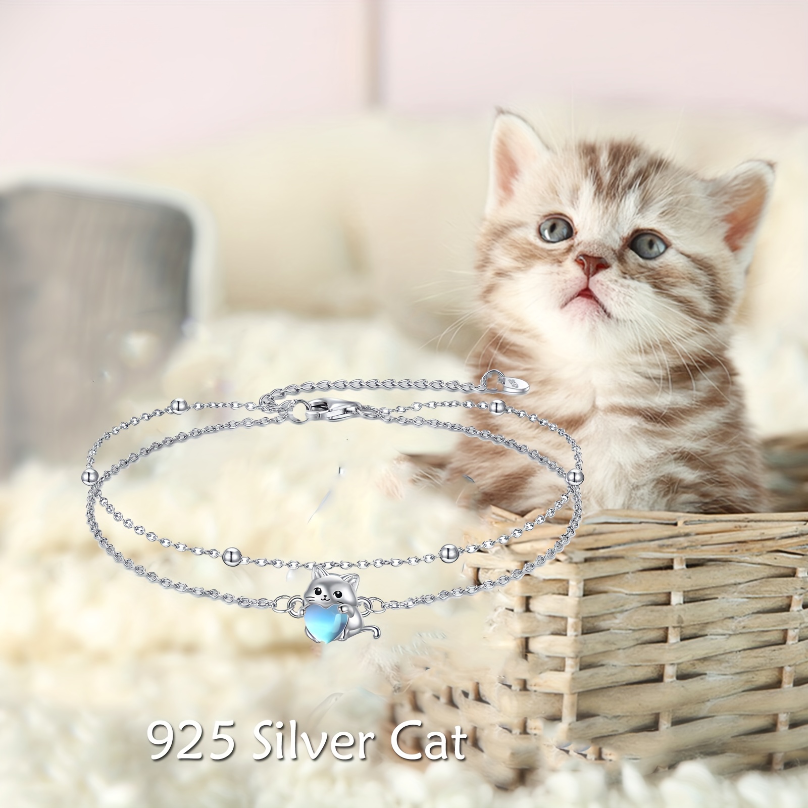 Moonstone Cat Bracelet S925 Sterling Silver